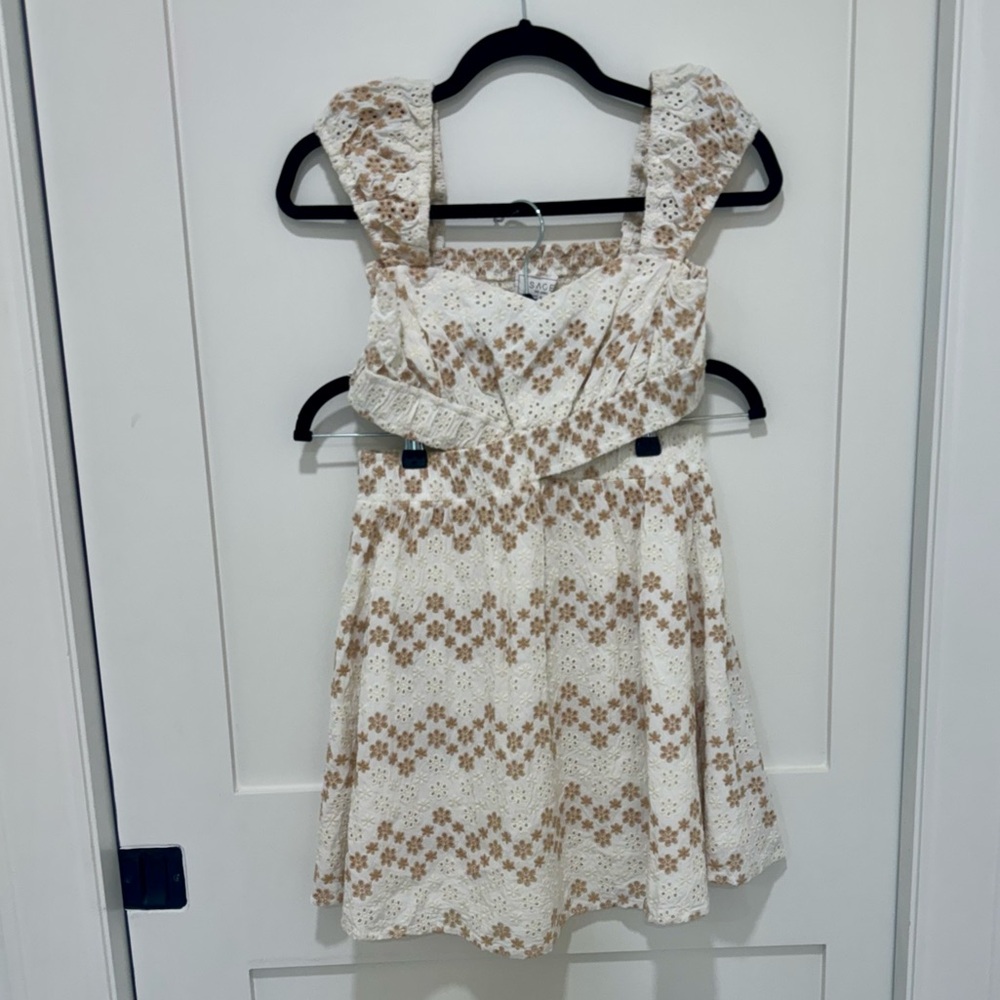 Sage The Label White Floral Lace Cutout Mini Dress